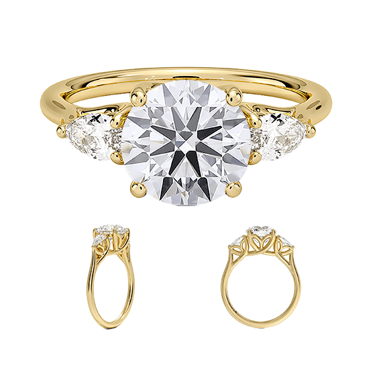 Trellis Three Stone 1.5ct D VVS2 Round Lab Diamond Engagement Ring (RD 1150)