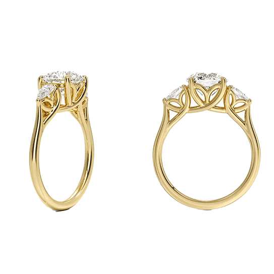 Trellis Three Stone 1.5ct D VVS2 Round Lab Diamond Engagement Ring (RD 1150)