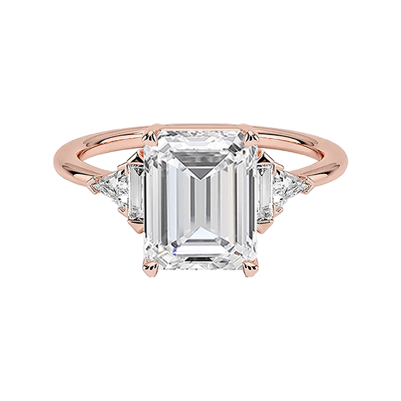 Luxe 14K 3ct E VVS2 Emerald Cut Diamond Engagement Ring Lab Diamond Ring (EM 4128)