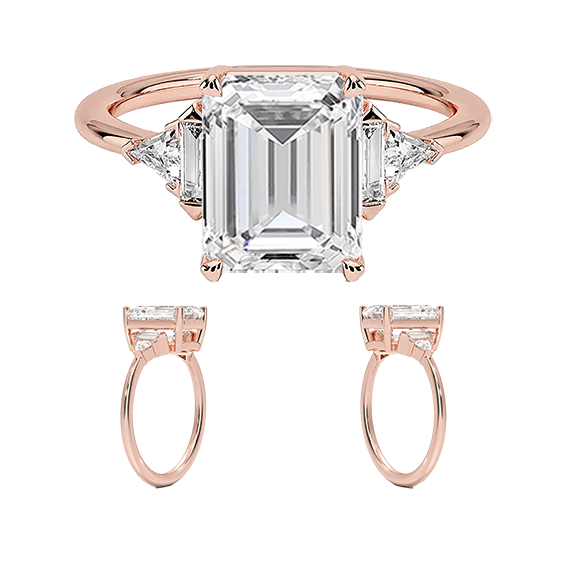 Luxe 14K 3ct E VVS2 Emerald Cut Diamond Engagement Ring Lab Diamond Ring (EM 4128)