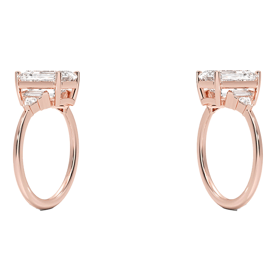 Luxe 14K 3ct E VVS2 Emerald Cut Diamond Engagement Ring Lab Diamond Ring (EM 4128)