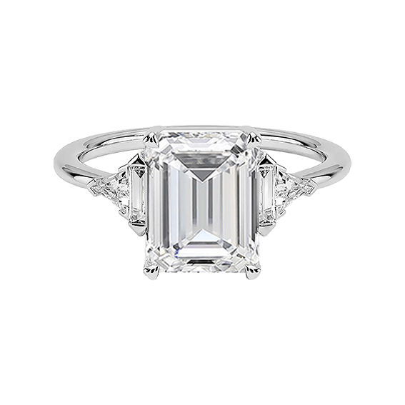 Luxe 14K 3ct E VVS2 Emerald Cut Diamond Engagement Ring Lab Diamond Ring (EM 4128)