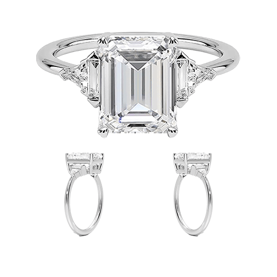 Luxe 14K 3ct E VVS2 Emerald Cut Diamond Engagement Ring Lab Diamond Ring (EM 4128)