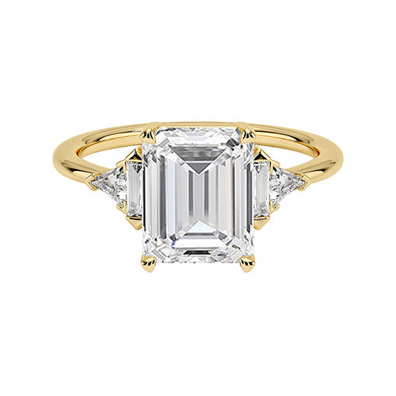 Luxe 14K 3ct E VVS2 Emerald Cut Diamond Engagement Ring Lab Diamond Ring (EM 4128)