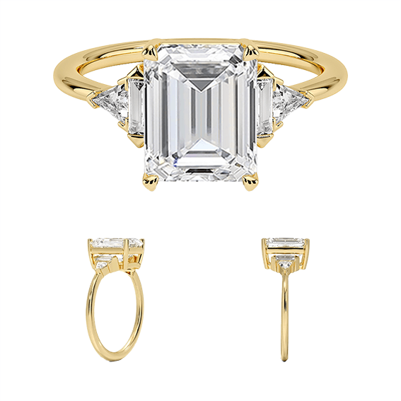Luxe 14K 3ct E VVS2 Emerald Cut Diamond Engagement Ring Lab Diamond Ring (EM 4128)