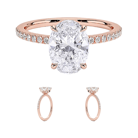 Petal 1.5ct D VVS2 Oval Cut Diamond Engagement Ring with Lab Diamond (OV 3124)
