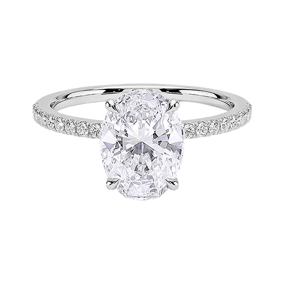 Petal 1.5ct D VVS2 Oval Cut Diamond Engagement Ring with Lab Diamond (OV 3124)