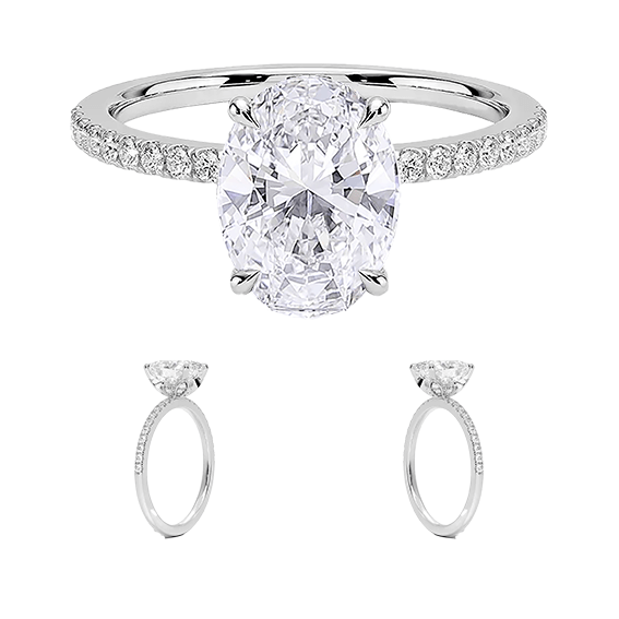 Petal 1.5ct D VVS2 Oval Cut Diamond Engagement Ring with Lab Diamond (OV 3124)