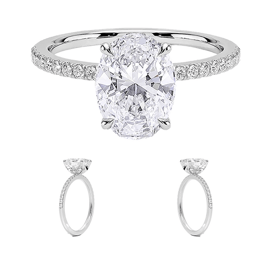 Petal 1.5ct D VVS2 Oval Cut Diamond Engagement Ring with Lab Diamond (OV 3124)