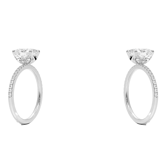 Petal 1.5ct D VVS2 Oval Cut Diamond Engagement Ring with Lab Diamond (OV 3124)