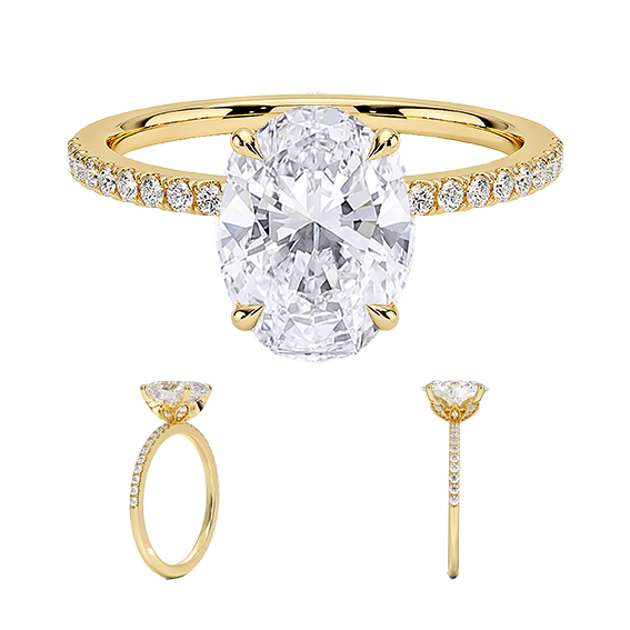 Petal 1.5ct D VVS2 Oval Cut Diamond Engagement Ring with Lab Diamond (OV 3124)