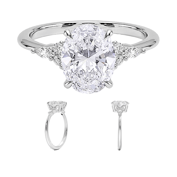 Low Profile Oval Setting Nadia 1.5ct D VVS2 Lab Diamond Engagement Ring (OV 3132)
