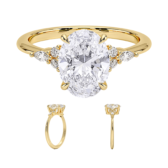 Low Profile Oval Setting Nadia 1.5ct D VVS2 Lab Diamond Engagement Ring (OV 3132)