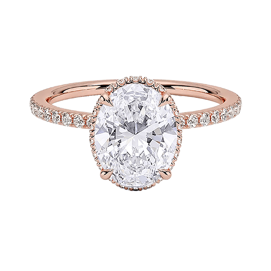 Gala Lab Diamond 2.5ct E VVS2 Engagement Ring Hidden Halo Oval Cut  (OV 3135)
