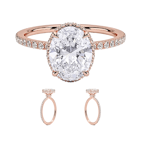 Gala Lab Diamond 2.5ct E VVS2 Engagement Ring Hidden Halo Oval Cut  (OV 3135)