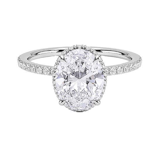 Gala Lab Diamond 2.5ct E VVS2 Engagement Ring Hidden Halo Oval Cut  (OV 3135)