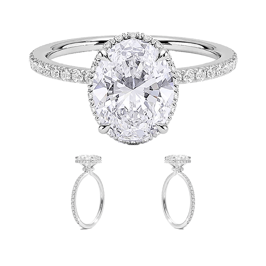 Gala Lab Diamond 2.5ct E VVS2 Engagement Ring Hidden Halo Oval Cut  (OV 3135)