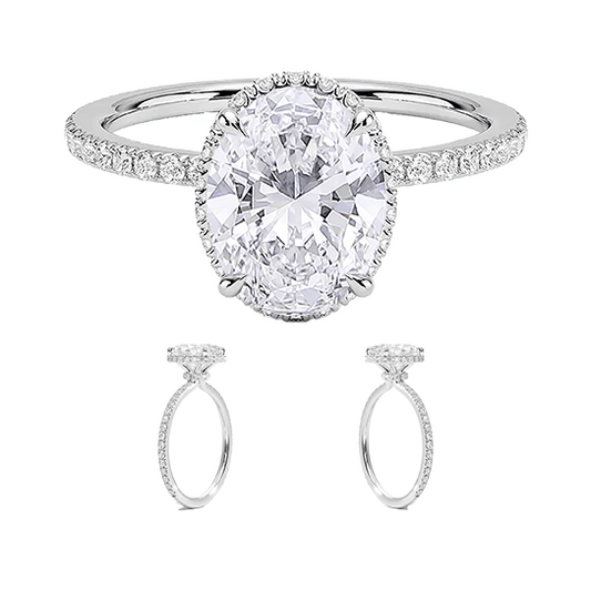 Gala Lab Diamond 2.5ct E VVS2 Engagement Ring Hidden Halo Oval Cut  (OV 3135)