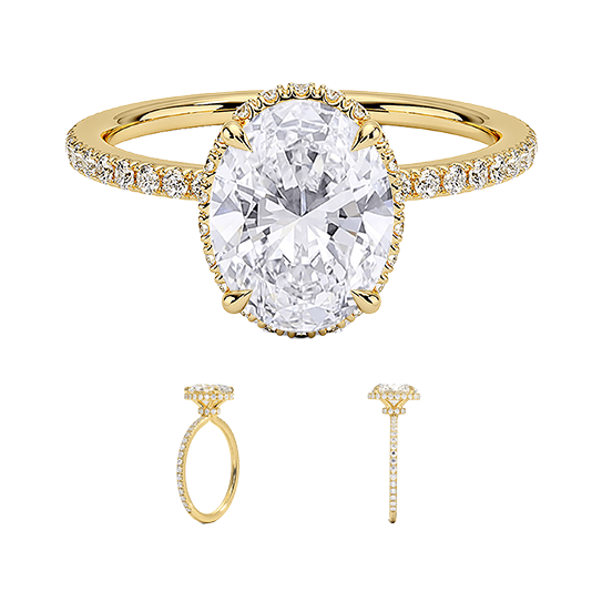 Gala Lab Diamond 2.5ct E VVS2 Engagement Ring Hidden Halo Oval Cut  (OV 3135)