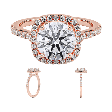 Odessa Hidden Halo 1.5ct D VVS2  Lab Diamond Engagement Ring(RD 1133)