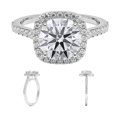 Odessa Hidden Halo 1.5ct D VVS2  Lab Diamond Engagement Ring(RD 1133)