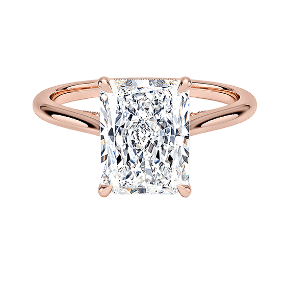 Classic Dawn Four-Prong 14k 3ct E VVS2 Radiant Cut 1/10 Lab Diamond Engagement Ring  (RA 2121)