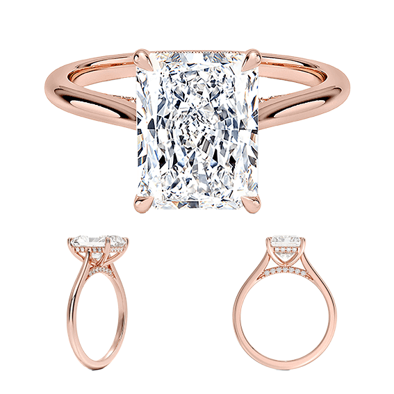 Classic Dawn Four-Prong 14k 3ct E VVS2 Radiant Cut 1/10 Lab Diamond Engagement Ring  (RA 2121)
