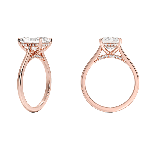 Classic Dawn Four-Prong 14k 3ct E VVS2 Radiant Cut 1/10 Lab Diamond Engagement Ring  (RA 2121)