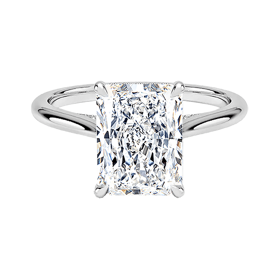 Classic Dawn Four-Prong 14k 3ct E VVS2 Radiant Cut 1/10 Lab Diamond Engagement Ring  (RA 2121)
