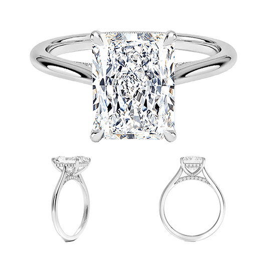 Classic Dawn Four-Prong 14k 3ct E VVS2 Radiant Cut 1/10 Lab Diamond Engagement Ring  (RA 2121)