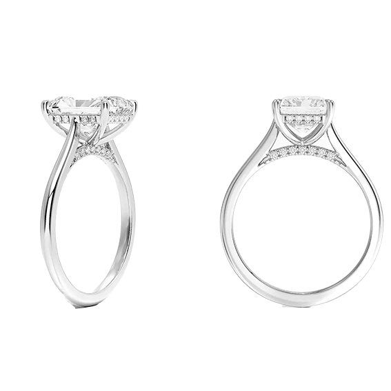 Classic Dawn Four-Prong 14k 3ct E VVS2 Radiant Cut 1/10 Lab Diamond Engagement Ring  (RA 2121)