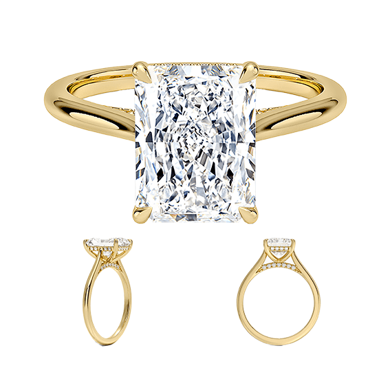 Classic Dawn Four-Prong 14k 3ct E VVS2 Radiant Cut 1/10 Lab Diamond Engagement Ring  (RA 2121)
