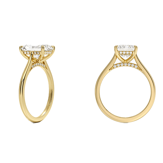 Classic Dawn Four-Prong 14k 3ct E VVS2 Radiant Cut 1/10 Lab Diamond Engagement Ring  (RA 2121)