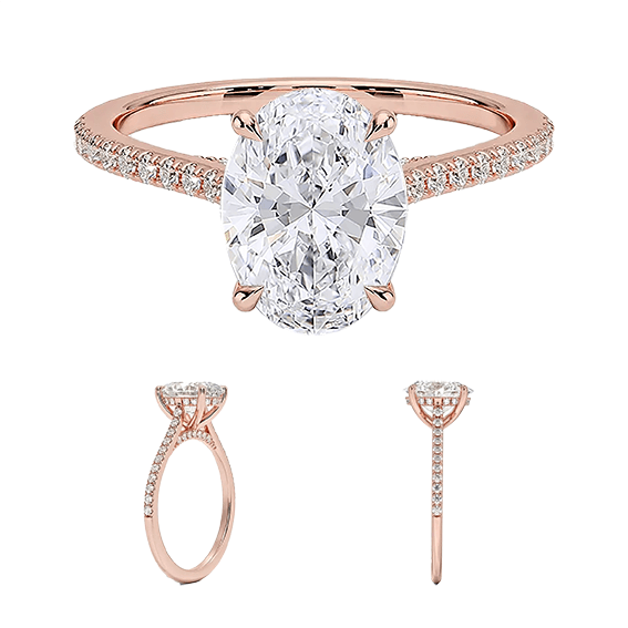 Adorned Dawn Hidden Halo 2ct E VVS2 Oval Cut Lab Diamond Engagement Ring (OV 3129)