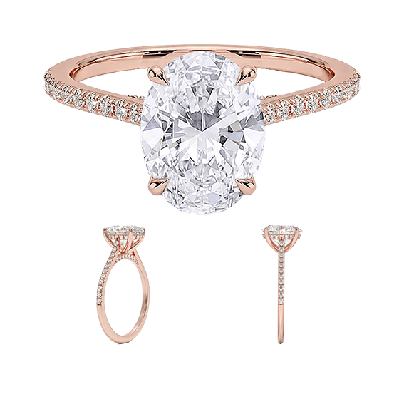 Classic Dawn Four-Prong 14k 2CT E VVS2 oval 1.8mm Oval Cut 1/4 Lab Diamond Engagement Ring  (OV 3120)