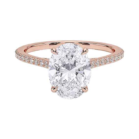 Classic Dawn Four-Prong 14k 2CT E VVS2 oval 1.8mm Oval Cut 1/4 Lab Diamond Engagement Ring  (OV 3120)