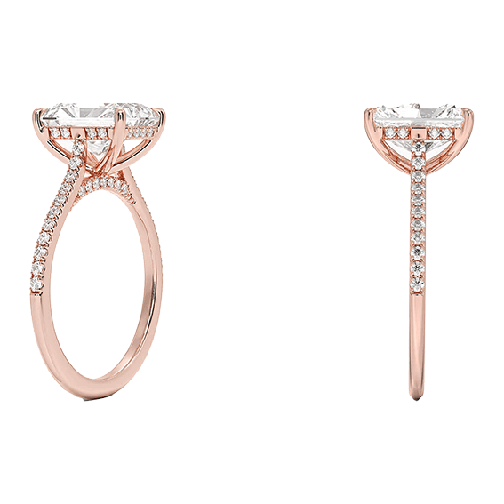 Classic Dawn Four-Prong 14k 3ct E VVS2 Radiant Cut Peve 1/4 Lab Diamond Engagement Ring  (RA 2123)