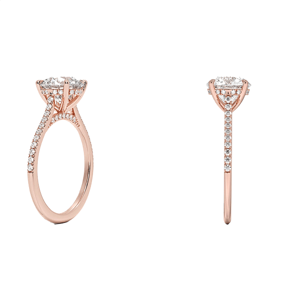 Classic Dawn Four-Prong Hidden Halo Engagement Ring 14k 2ct E VVS2  1/4 Solitaire Round Brilliant Cut Lab Diamond (RD 2133)