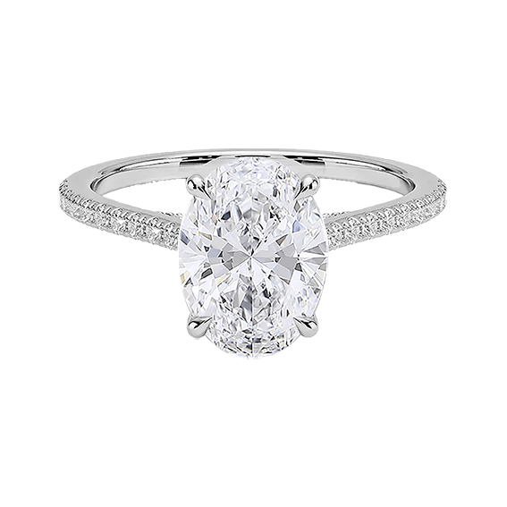 Adorned Dawn Hidden Halo 2ct E VVS2 Oval Cut Lab Diamond Engagement Ring (OV 3129)