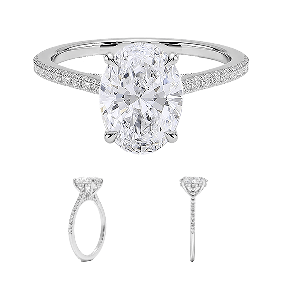Adorned Dawn Hidden Halo 2ct E VVS2 Oval Cut Lab Diamond Engagement Ring (OV 3129)