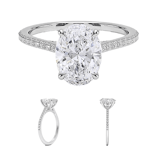 Adorned Dawn Hidden Halo 2ct E VVS2 Oval Cut Lab Diamond Engagement Ring (OV 3129)
