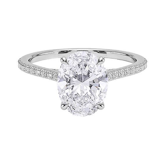 Classic Dawn Four-Prong 14k 2CT E VVS2 oval 1.8mm Oval Cut 1/4 Lab Diamond Engagement Ring  (OV 3120)
