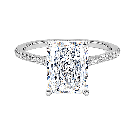 Classic Dawn Four-Prong 14k 3ct E VVS2 Radiant Cut Peve 1/4 Lab Diamond Engagement Ring  (RA 2123)