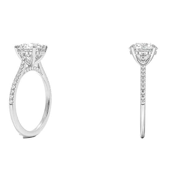 Classic Dawn Four-Prong Hidden Halo Engagement Ring 14k 2ct E VVS2  1/4 Solitaire Round Brilliant Cut Lab Diamond (RD 2133)