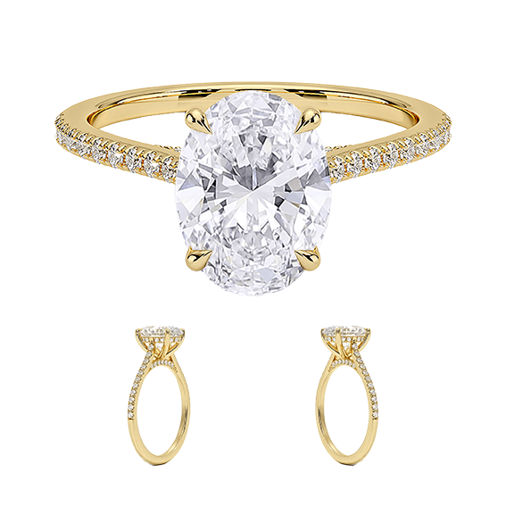 Classic Dawn Four-Prong 14k 2CT E VVS2 oval 1.8mm Oval Cut 1/4 Lab Diamond Engagement Ring  (OV 3120)