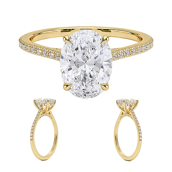 Adorned Dawn Hidden Halo 2ct E VVS2 Oval Cut Lab Diamond Engagement Ring (OV 3129)