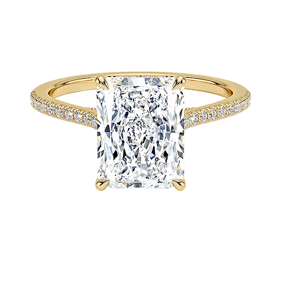 Classic Dawn Four-Prong 14k 3ct E VVS2 Radiant Cut Peve 1/4 Lab Diamond Engagement Ring  (RA 2123)
