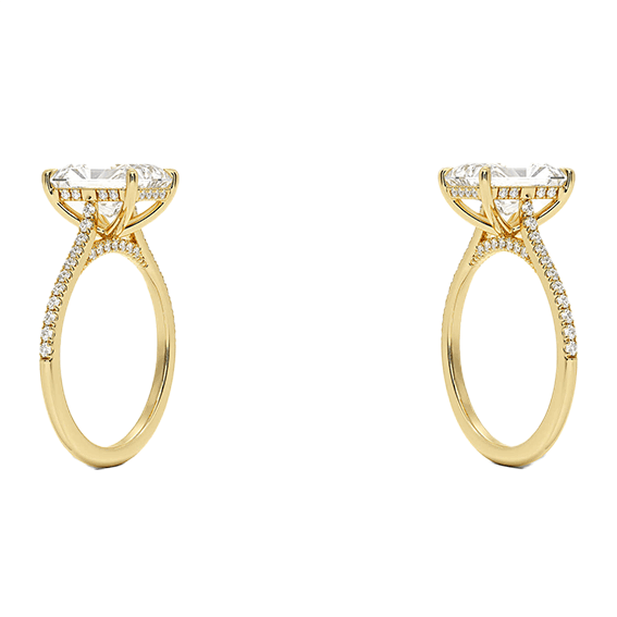 Classic Dawn Four-Prong 14k 3ct E VVS2 Radiant Cut Peve 1/4 Lab Diamond Engagement Ring  (RA 2123)