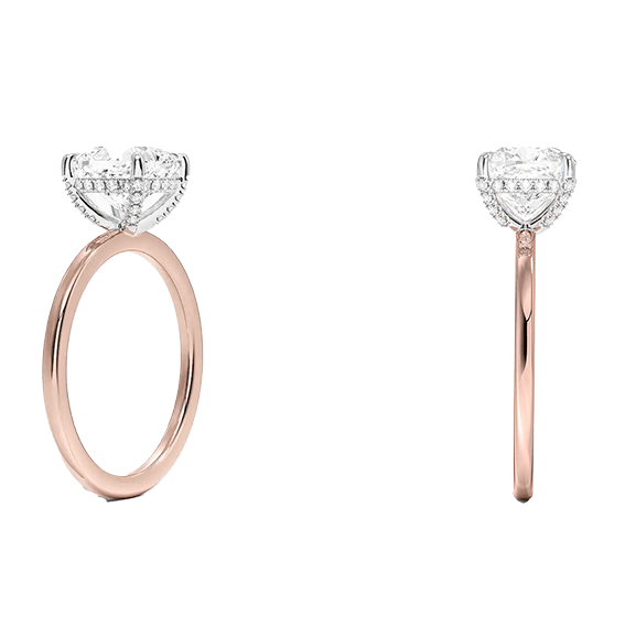 Solitaire 2ct E VVS2  Mixed Metal 2-Tone Cushion Cut Lab Diamond Engagement Ring (CU 5118)