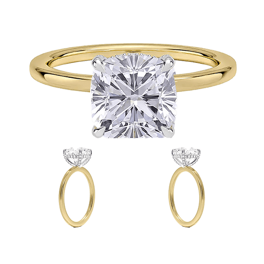 Solitaire 2ct E VVS2  Mixed Metal 2-Tone Cushion Cut Lab Diamond Engagement Ring (CU 5118)